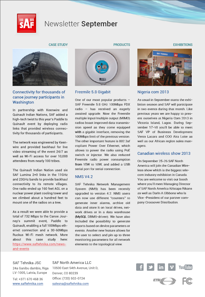 SAF Newsletter September 2013